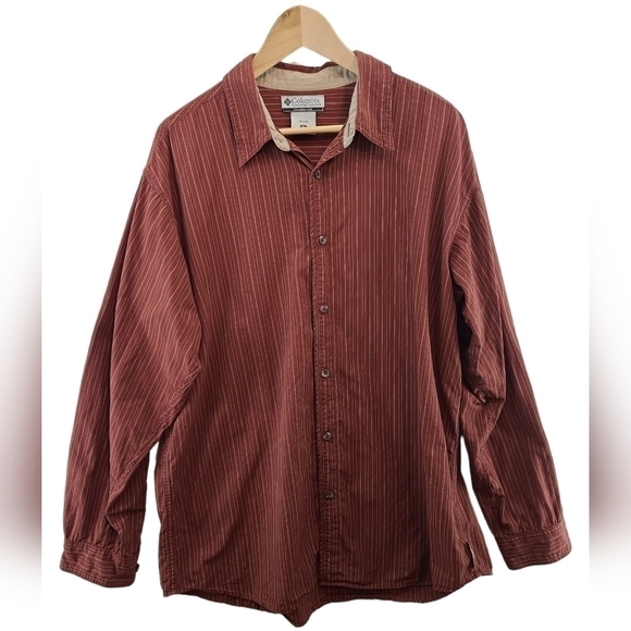 Columbia Long Sleeve Button Down Men's Shirt Rusty Red XL - Picture 2 of 8